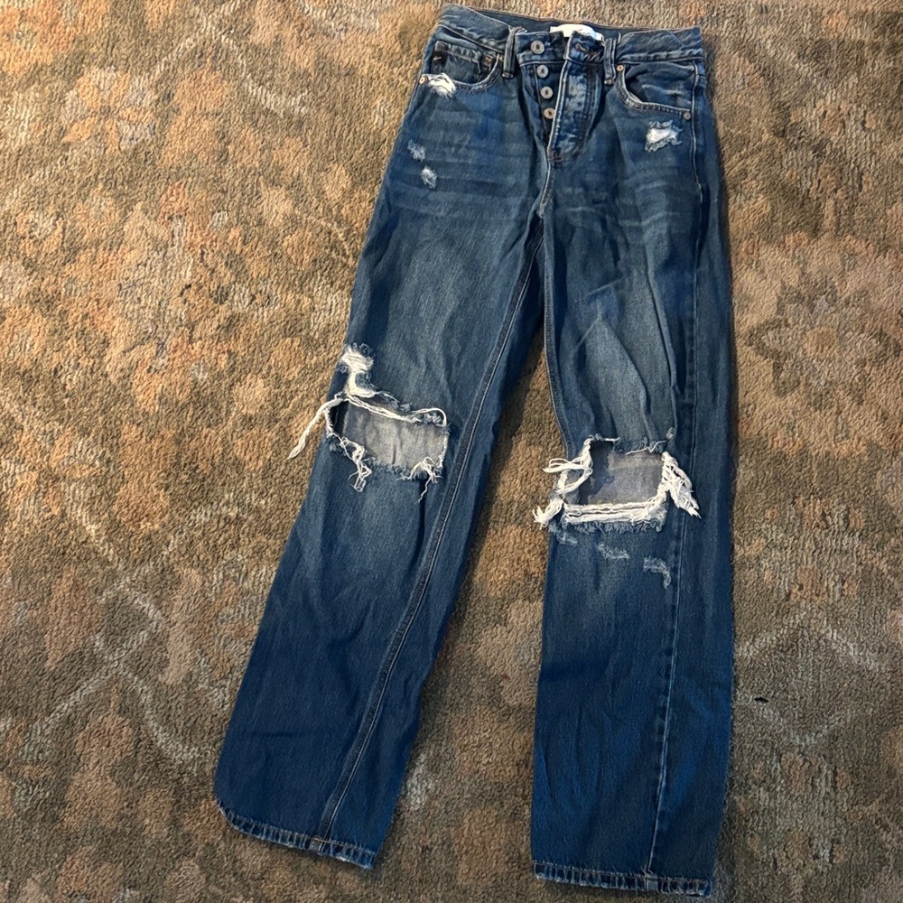 Distressed Blue Flare Jeans